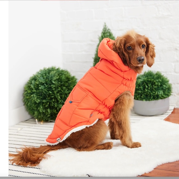 NWT The Puff Dog Parka Winter Dog Coat in Orange size M - Picture 2 of 4